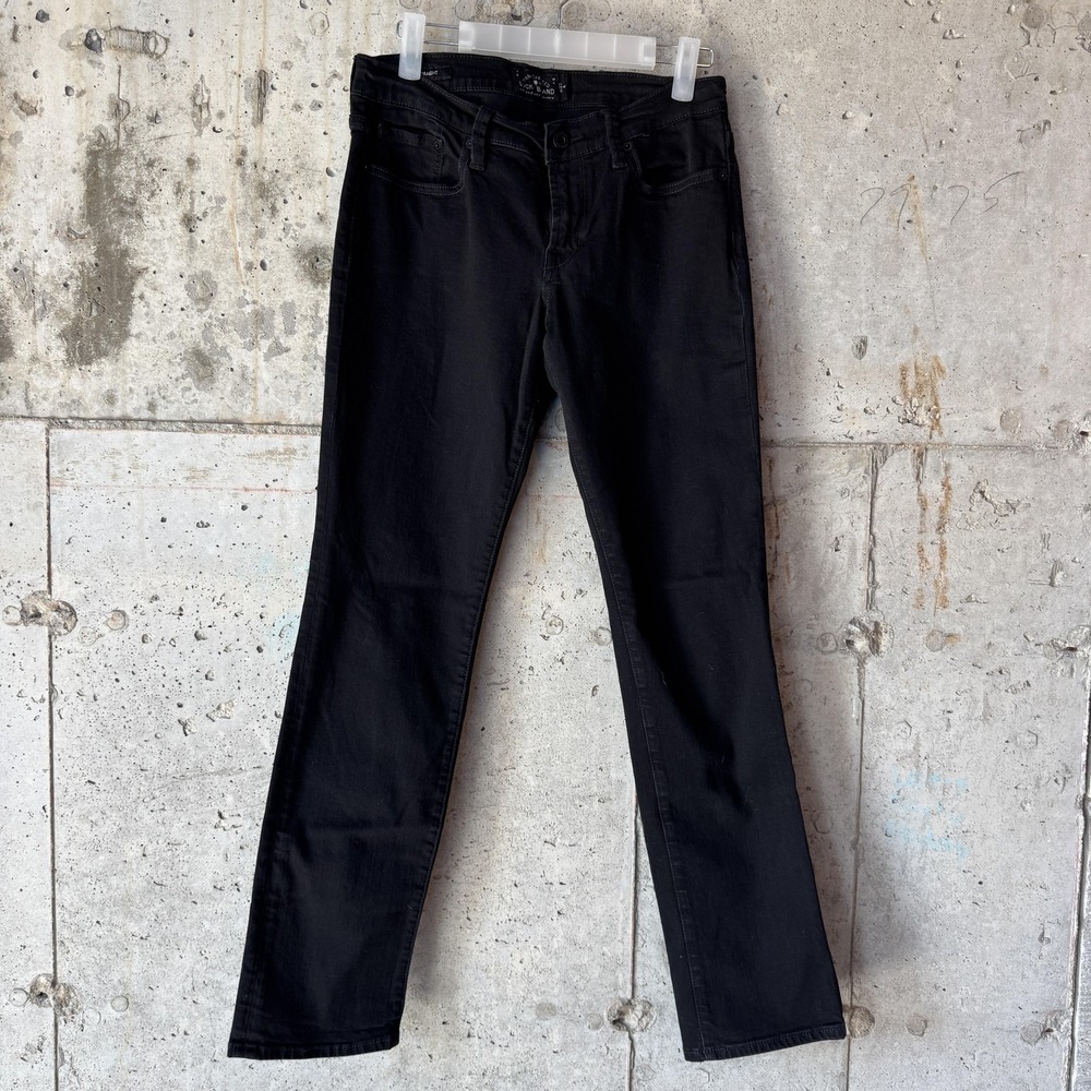 Lucky Brand Jeans Womens 4/27 A Black Dark Wash Mid Rise Straight Denim Pants